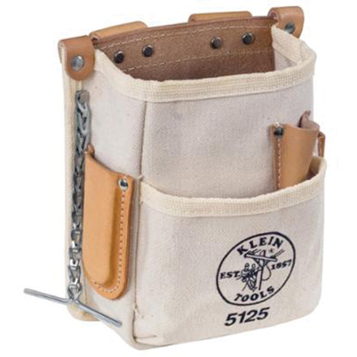 General-Purpose Tool Pouch, Multiple Tool Holder, Canvas/Leather, 5 Pockets