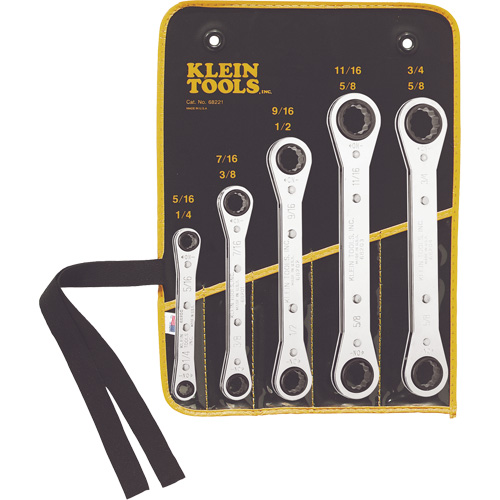 Ratcheting Box Wrench Set, Ratcheting Box, 5 Pieces, Imperial