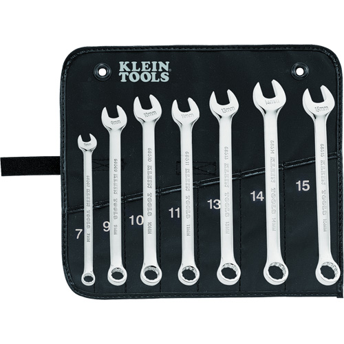 Wrench Set with Pouch, Combination, 7 Pieces, Metric