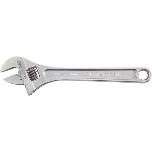 Adjustable Wrench, Extra Capacity, 10" L, 1-1/4" Max Width, Chrome
