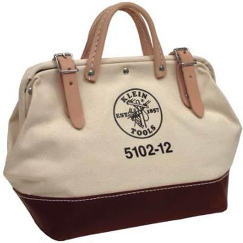 12" Heavy-Duty Tool Bag, Canvas, 1 Pockets, Brown/Natural