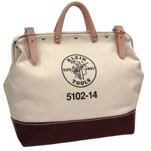 14" Heavy-Duty Tool Bag, Canvas, 1 Pockets, Brown/Natural
