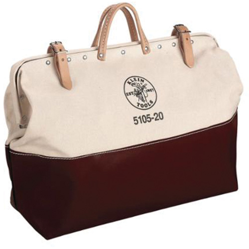 20" Heavy-Duty High-Bottom Tool Bag, Canvas, 1 Pockets, Natural