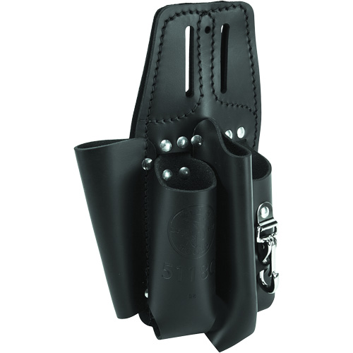 Black Leather Tool Pouch for Belts, Tool Holder, Leather, 4 Pockets