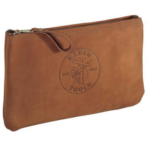 Zipper Bag Tool Pouch, Leather, 1 Pockets, Brown