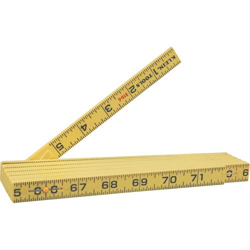 Fiberglass Folding Rule, Inside Reading, 6' L, Composite, 1/16" Graduations