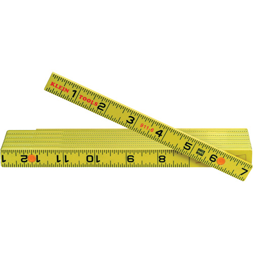 Fiberglass Folding Ruler, Outside Reading, 6' L, Composite, 1/16" Graduations