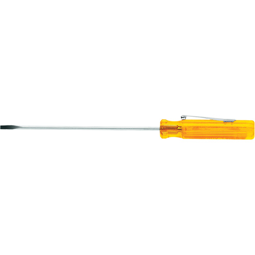 Pocket Clip Screwdriver, 1/8" Tip, Round, 4-7/16" L, Plastic Handle