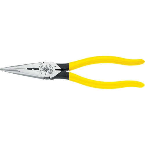 Long-Nose Pliers, HD Side Cutters/Skinning Holes, 8-7/16" L