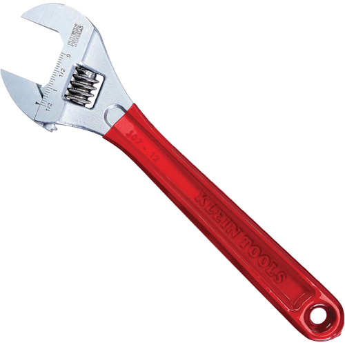 Adjustable Wrench, Extra Capacity, 12" L, 1-1/2" Max Width, Chrome