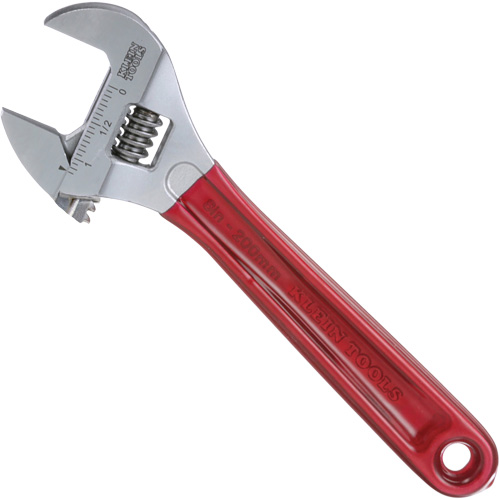Adjustable Wrench, Extra Capacity, 8" L, 1-1/8" Max Width, Chrome