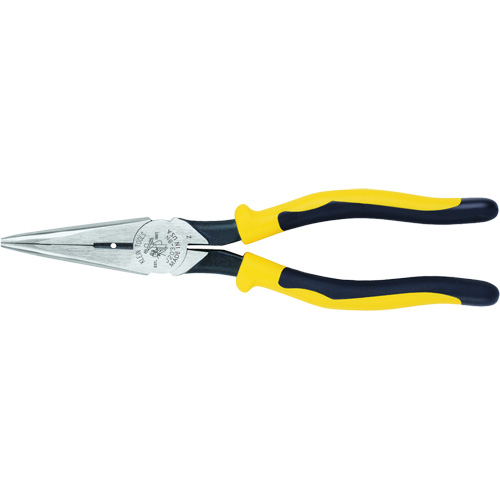 Long-Nose Pliers, HD Side Cutters/Stripping, Journeyman Handle, 8-9/16" L, 2-3/8" Capacity