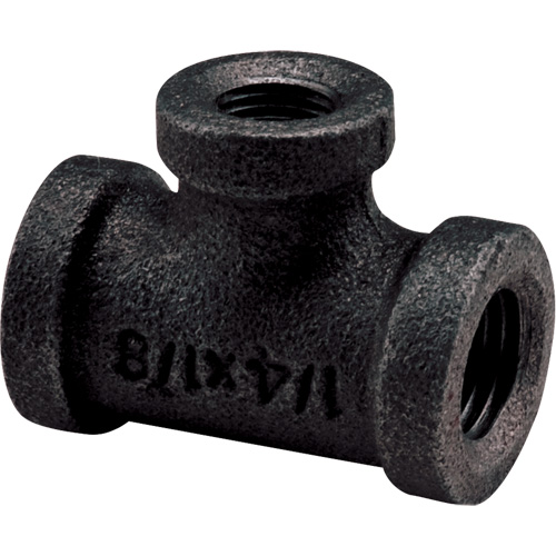 Tee, Reducing, Black Iron, 1-1/4" x 3/4" x 1/2"