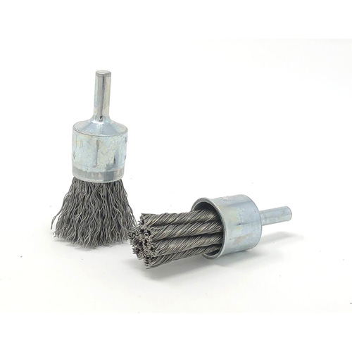 Crimped Wire End Brush, 3/4" Dia., 0.014" Wire Dia., 1/4" Shank