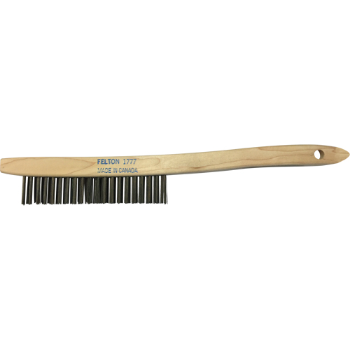 Curved-Handle Scratch Brushes, Steel, 4 x 19 Wire Rows, 14" Long