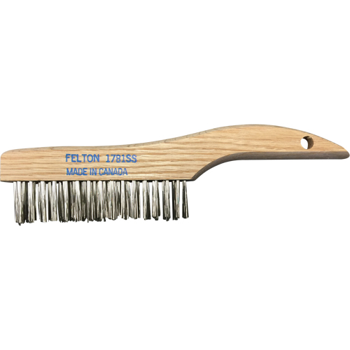 Shoe Handle Scratch Brushes, Stainless Steel, 4 x 16 Wire Rows, 10" Long