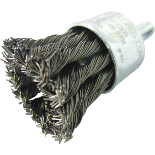 Knotted Wire End Brushes, 1" Dia., 0.020" Wire Dia., 1/4" Shank