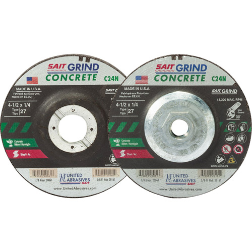 C24N Concrete Grinding Wheel, 5" x 1/4", 7/8" Arbor, Type 27