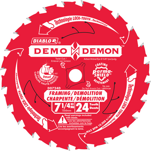 Circular Saw Blade, 7-1/4", 24 Teeth, Wood Use