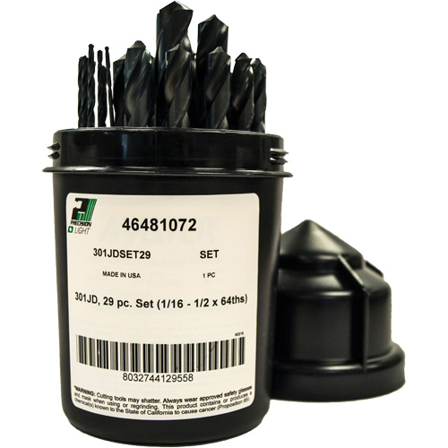 Jobber Length Drill Bit Set, 29 Pieces, High Speed Steel