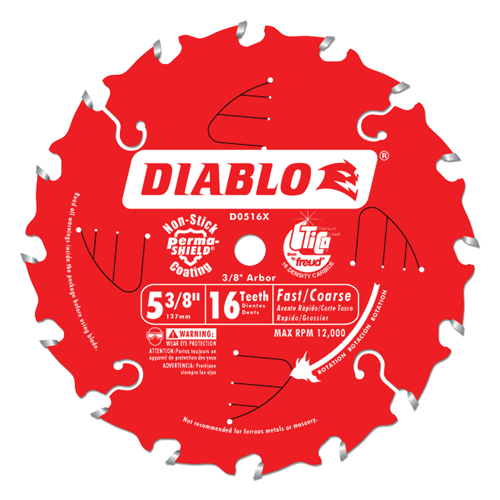 Circular Saw Blade, 5-3/8", 16 Teeth, Wood Use