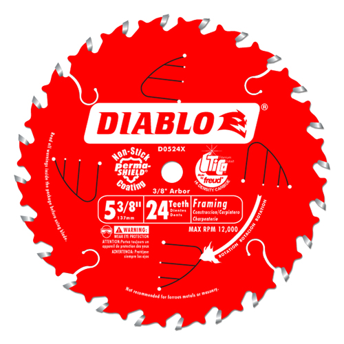 Circular Saw Blade, 5-3/8", 24 Teeth, Wood Use