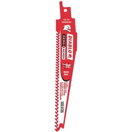 Reciprocating Saw Blade, Carbide, 6 TPI, 6" L x 1" W