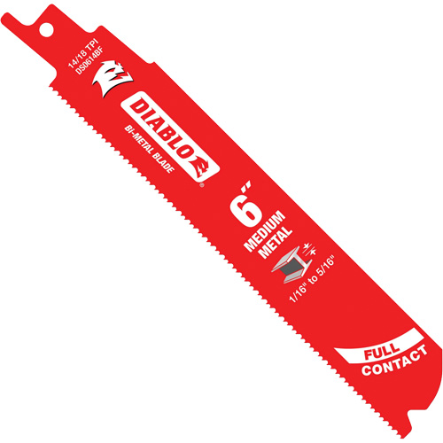 Reciprocating Saw Blade, Bi-Metal, 14 TPI, 6" L x 1/20" W