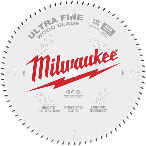 Ultra Fine Finish Circular Saw Blade, 10", 80 Teeth, Wood Use