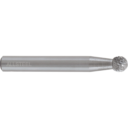 ALLSTEEL Ball Shape Carbide Burr, SD-3, 3/8" Dia., 1/4" Shank, 5/16" Depth of Cut
