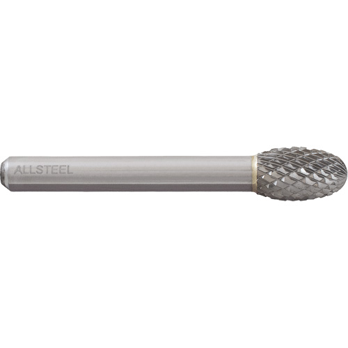 ALLSTEEL Egg Shape Carbide Burr, SE-3, 3/8" Dia., 1/4" Shank, 5/8" Depth of Cut