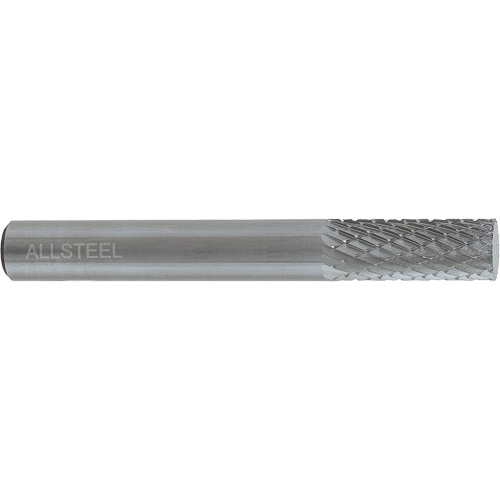 ALLSTEEL Cylindrical Shape Carbide Burr, SA-5, 1/2" Dia., 1/4" Shank, 1" Depth of Cut