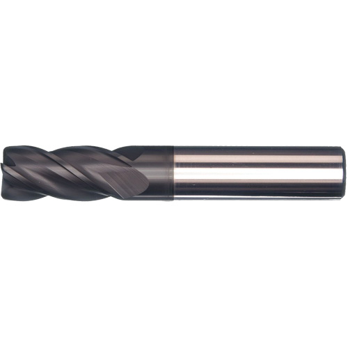 Unequal Helix End Mill, 1/2" Dia., 3" L, 4 Flutes, 1/2" Shank, Carbide