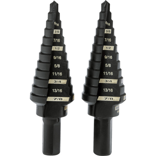#4 Step Drill Bits, 3/16" - 7/8" , 1/16" Increments, High Speed Steel