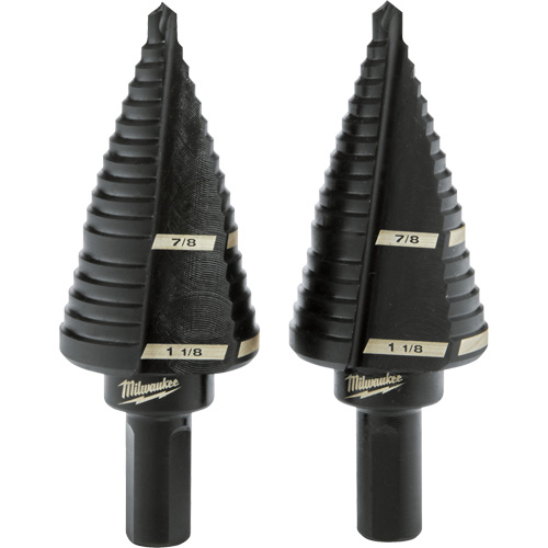 # 9 Step Drill Bits, 7/8" - 1-1/8" , 1/4" Increments, High Speed Steel