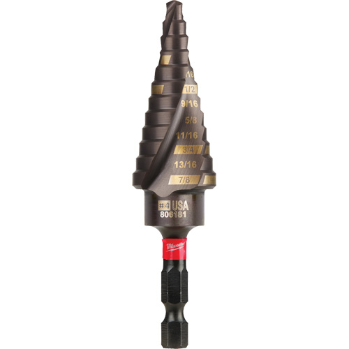 #4 Shockwave™ Impact Duty™ Step Drill Bit, 3/16" - 7/8" , 1/16" Increments, Titanium