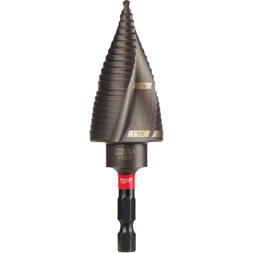 #9 Shockwave™ Impact Duty™ Step Drill Bit, 7/8" - 1-1/8" , 1/4" Increments, Titanium