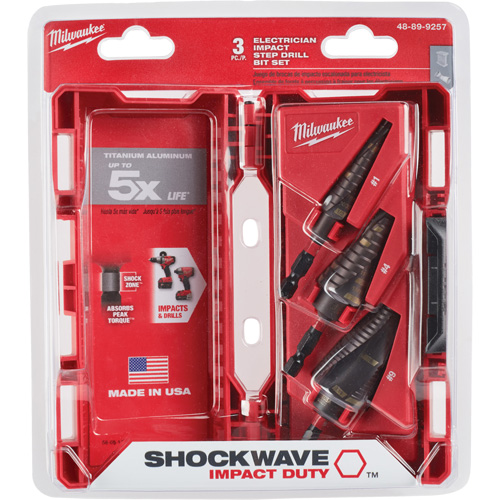 Shockwave™ Impact Duty™ Step Drill Bit Set, 3 Pieces, Titanium