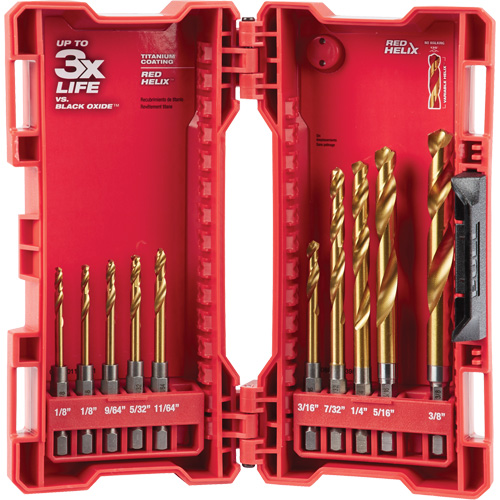 Shockwave™ Red Helix™ Drill Bit Set, 10 Pieces, Titanium