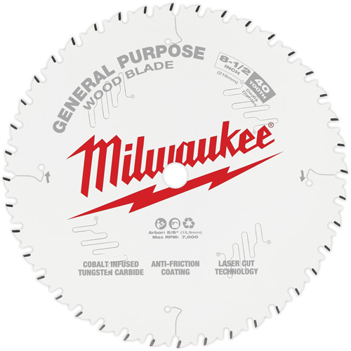 General Purpose Circular Saw Blade, 8-1/2", 40 Teeth, Wood Use
