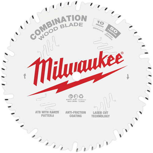 Combination Circular Saw Blade, 10", 50 Teeth, Wood Use