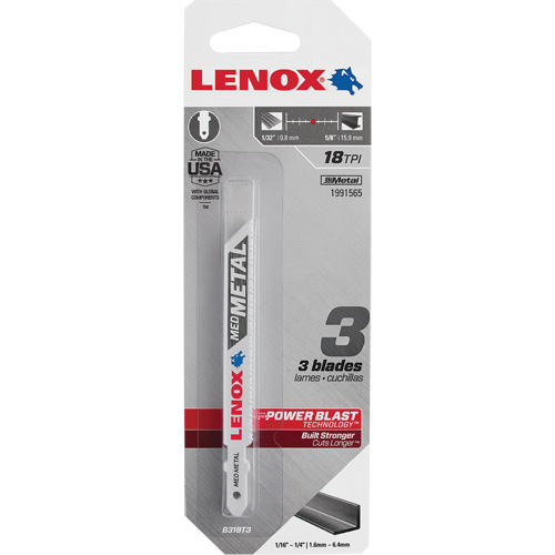 Metal Cutting Jigsaw Blades, Bi-Metal, 18 TPI, 3-5/8" L x 3/8" W