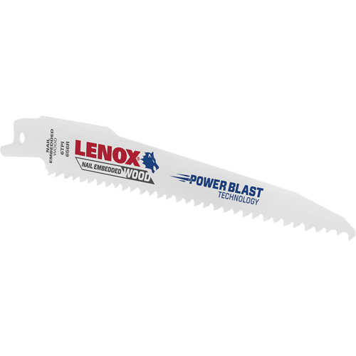 Reciprocating Wood Saw Blade, Bi-Metal, 6 TPI, 6" L x 3/4" W