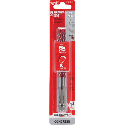 Shockwave™ Reduced Shank Hammer Drill Bit, 5/32", Hex Shank, Carbide