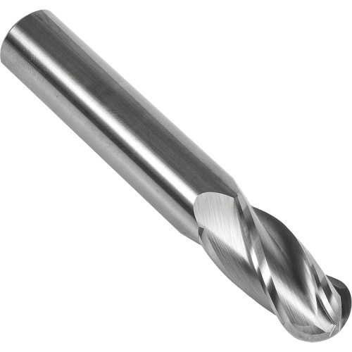 S238 30° Ball Nose End Mill, 1/16" Dia., 1-1/2" L, 4 Flutes, 1/8" Shank, Carbide