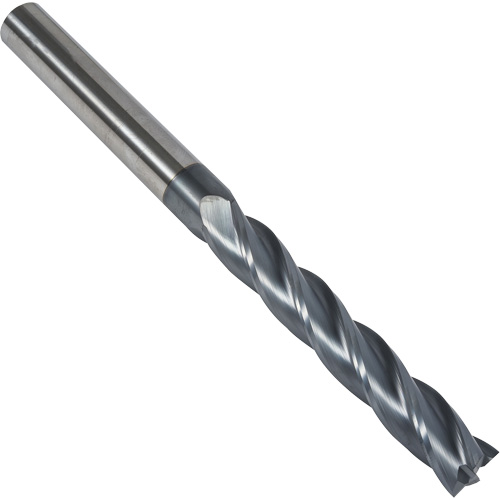 S237 30° Extra Long Square End Mill, 3/16" Dia., 3" L, 4 Flutes, 3/16" Shank, Carbide