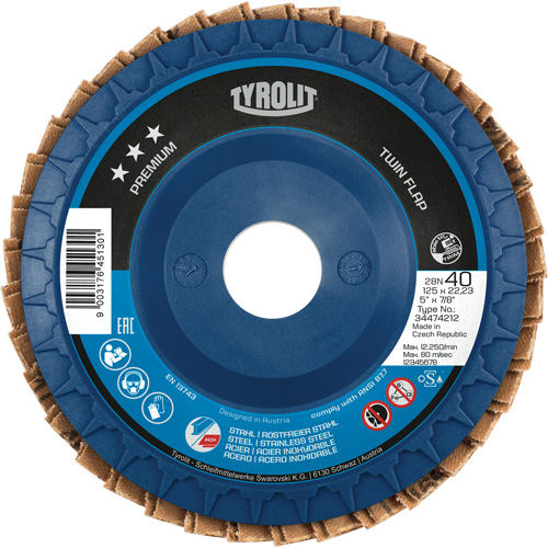 Twin Flap Disc, 5" x 7/8", Type 27, 40 Grit, Ceramic/Zirconia Alumina