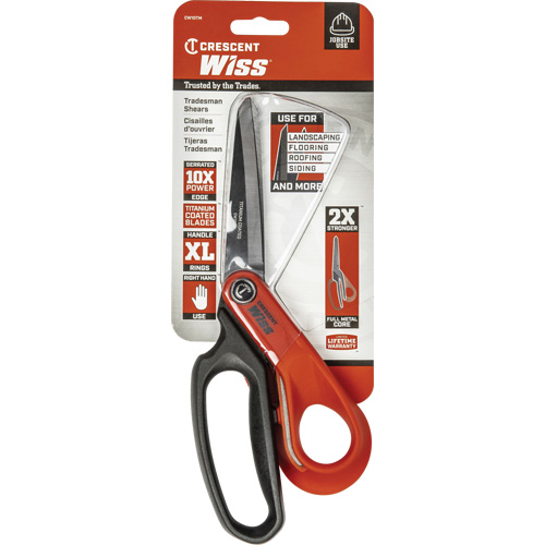 Heavy-Duty Titanium Coated Tradesman Shears, 10", Rings Handle
