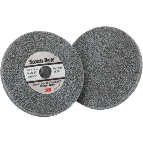Roloc™ Deburr & Finish Pro TR Unitized Wheel, 3" x 1/4", Medium Grit, Ceramic