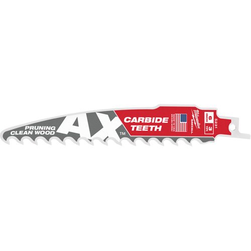 The Ax™ Sawzall® Blade for Pruning & Clean Wood, Carbide, 3 TPI, 6" L x 1" W